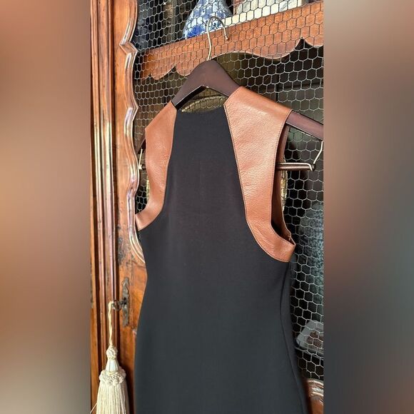 Ralph Lauren Collection Fall 12 Black Merino Wool Leather Trim Knit Sheath Dress - Picture 10 of 16